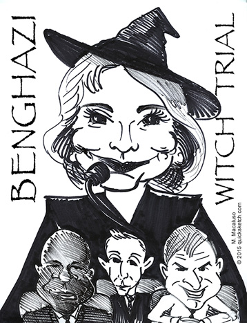 quicksketch Caricature artist political cartoon hillary clinton Benghazi Witch Trial