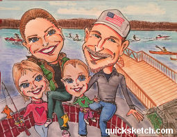 family caricature from photos