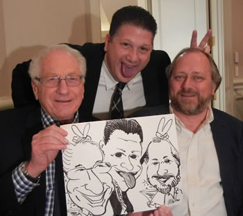 funny caricature of three guys at a wedding quicksketch artist for weddings unique wedding entertainment alternative wedding reception entertainment ideas for wedding guests unusual wedding entertainment ideas USA metro ny area wedding caricatures Long Island quick sketch artist entertainment bride & groom caricatures walk around wedding caricatures caricature artist for bridal shower engagement party fun baby shower entertainment