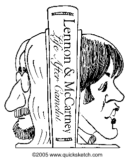 quick sketch cartoons Beatles bookends john lennon caricature paul mccartney caricature.