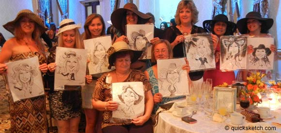 bridal shower caricatures at a bridal shower entertainment Characatures by Marty
