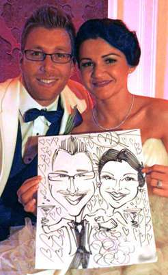 caricature artist for weddings unique wedding entertainment entertaining wedding giveaways for guests alternative wedding reception entertainment ideas for wedding guests unusual wedding entertainment ideas USA metro ny area wedding caricatures sketch artist entertainment bride & groom caricatures walk around wedding caricatures