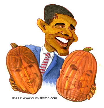 quicksketch Caricature cartoons president obama sarah palin john mccain holloween political cartoon characatures by marty