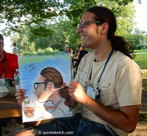 candid caricature at a company picnic