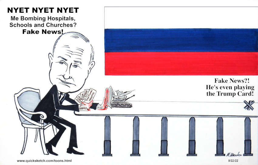 Putin's War with Ukraine putin caricature editorial cartoon russian ukraine war political cartoon fake news putin bloody hands