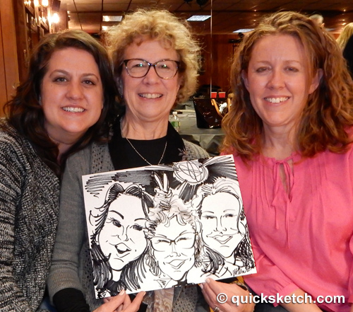 mom and daughters caricature