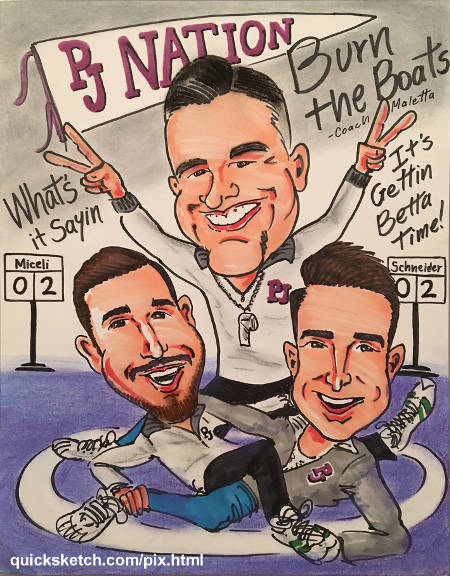 aa gift caricature from a wrestling team for their three high school wrestling coaches Characatures by Marty