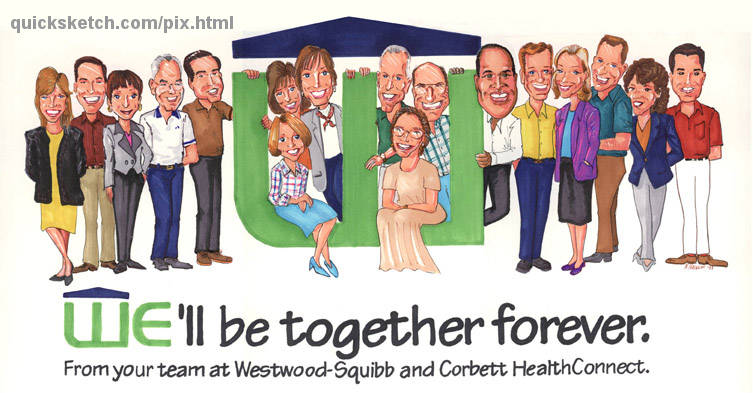 group caricature of a medical department for a retiring employee gift caricatures from photos Characatures by Marty