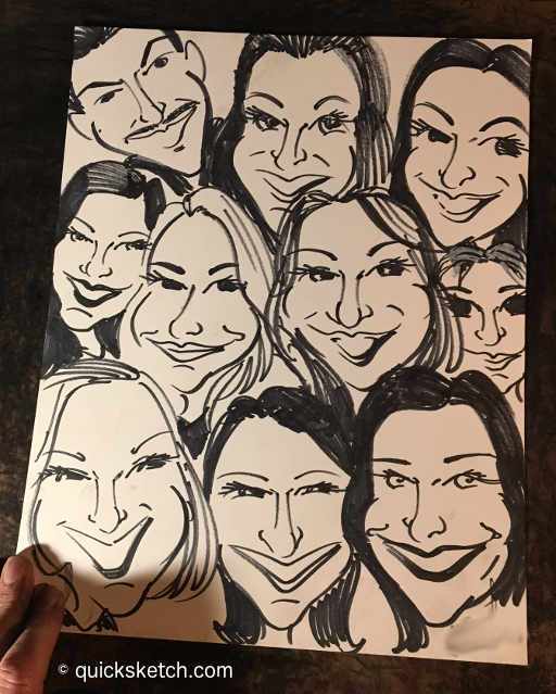 caricature artist for christmas parties xmas party caricatures group caricature with 10 people