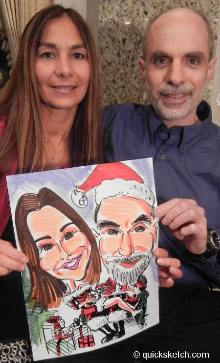 Santa and mrs. claue caricature pre-drawn caricature background of sexy santa couple caricature artist for weddings holiday xmas parties