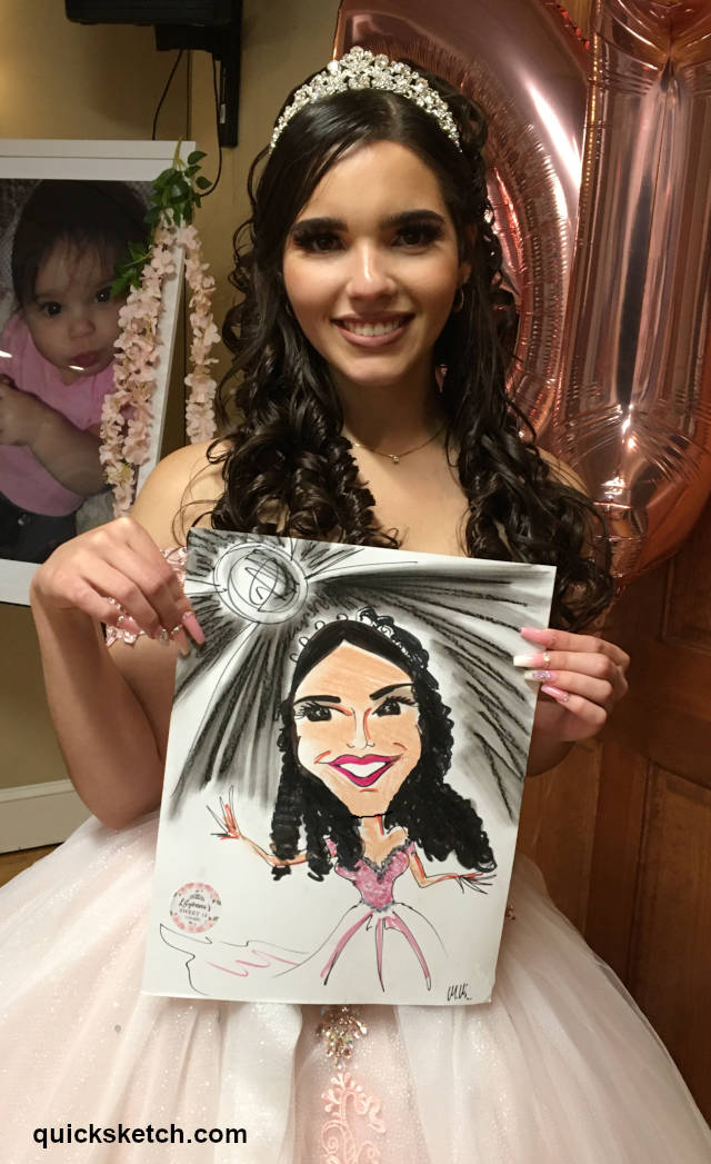 caricature of a sweet 16 girl