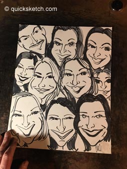 Holiday office party people caricatures