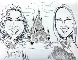 two princess's caricature pre-drawn background