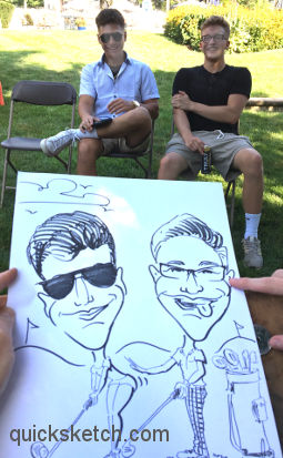 caricature of two teens golfing