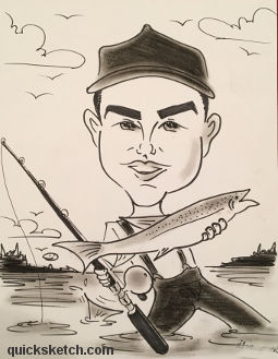 caricature from photos off a guy fishing