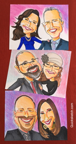 realistic caricatures hand drawn wedding caricatures