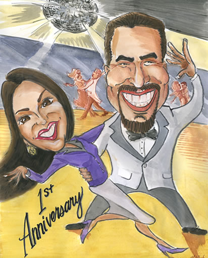 ballroom dancing couple cartoon caricature gift caricatures from photos Characatures by Marty