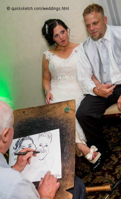 wedding caricature drawing in progress black and white caricature sketch