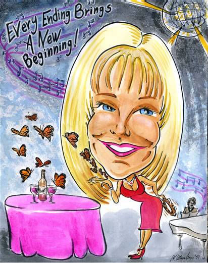 caricature of a woman for her divorce party Characatures by Marty