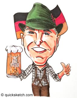 Birthday present Caricature German heritage guy with beer