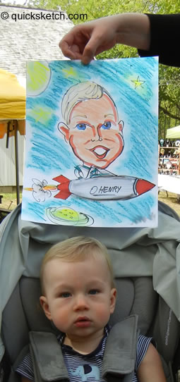 caricature of baby in rocket