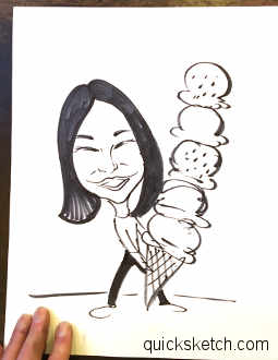 caricature of a little girl with ice cream scoops