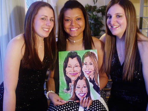 caricatures of 3 girls on a page