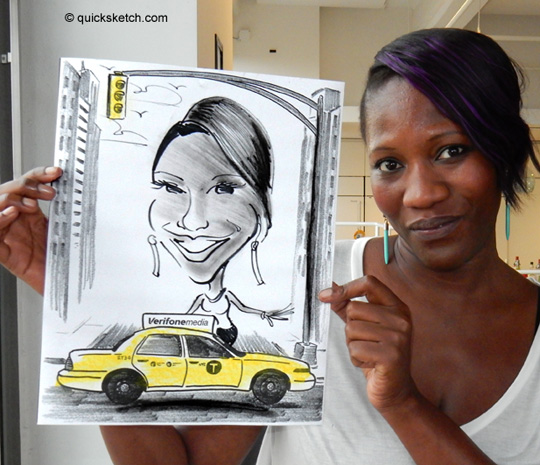 Caricature artist for office parties NYC Taxi Background