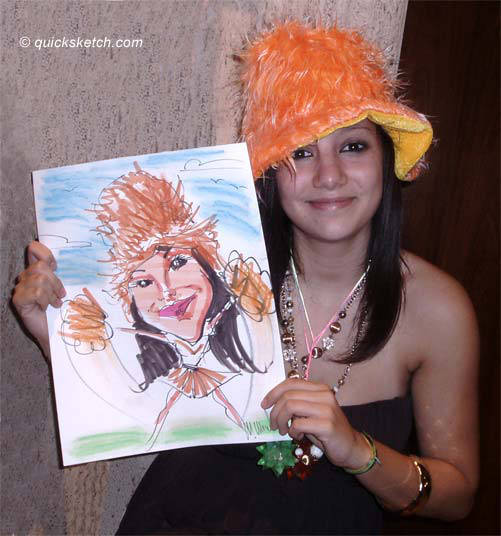 assortment of caricatures on a table drawn during a bat mitzvah Characatures by Marty