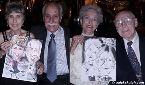 assortment of caricatures on a table drawn during a bat mitzvah Characatures by Marty