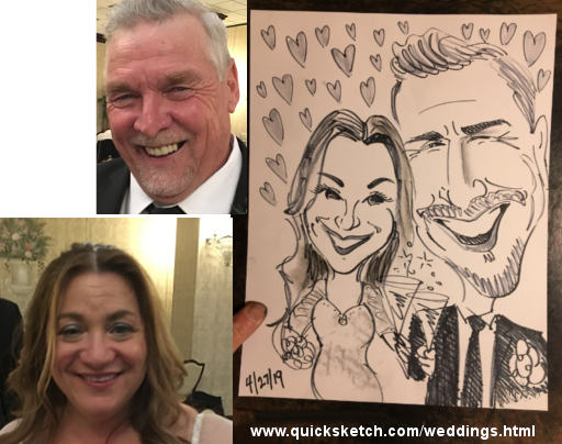 caricature artist for weddings fun bridal shower entertainment caricature of girls in wine glasses bridal shower guests unusual Brooklyn Weddings quick sketch wedding artist cartoon portrait sketch artist for weddings