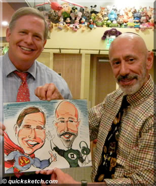 doctors office party grand opening party caricatures of two doctors Characatures by Marty